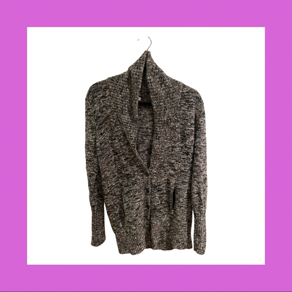 J.Crew Black, White & Grey Shawl-Collar Long Cardigan